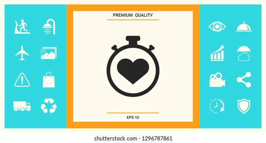 Stopwatch with heart symbol - icon. Heart Timer sign
