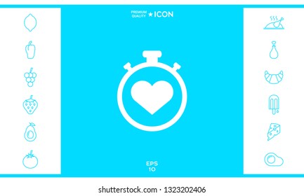 Stopwatch with heart symbol - icon. Heart Timer sign
