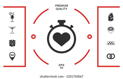 Stopwatch with heart symbol - icon. Heart Timer sign