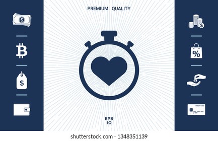 Stopwatch with heart symbol - icon. Heart Timer sign