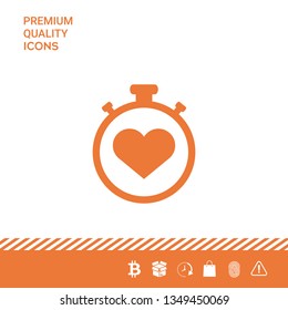 Stopwatch with heart symbol - icon. Heart Timer sign