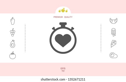 Stopwatch with heart symbol - icon. Heart Timer sign