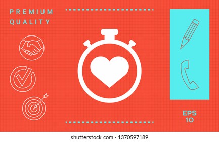 Stopwatch with heart symbol - icon. Heart Timer sign