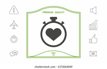 Stopwatch with heart symbol - icon. Heart Timer sign