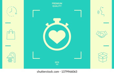Stopwatch with heart symbol - icon. Heart Timer sign