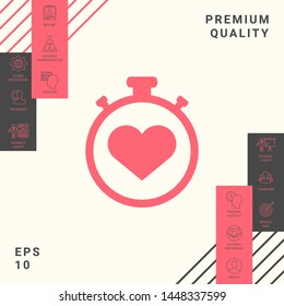 Stopwatch with heart symbol - icon. Heart Timer sign