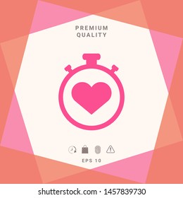 Stopwatch with heart symbol - icon. Heart Timer sign
