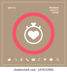 Stopwatch with heart symbol - icon. Heart Timer sign