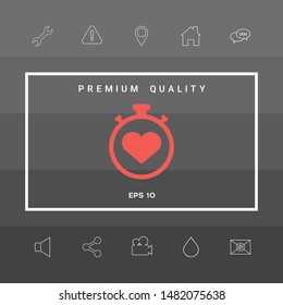 Stopwatch with heart symbol - icon. Heart Timer sign
