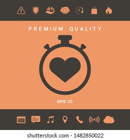 Stopwatch with heart symbol - icon. Heart Timer sign