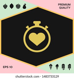 Stopwatch with heart symbol - icon. Heart Timer sign