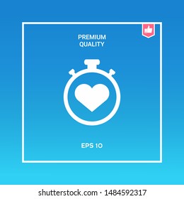 Stopwatch with heart symbol - icon. Heart Timer sign
