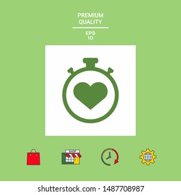 Stopwatch with heart symbol - icon. Heart Timer sign