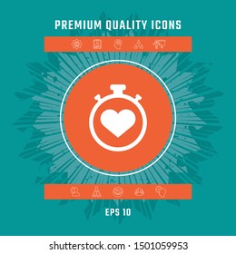 Stopwatch with heart symbol - icon. Heart Timer sign