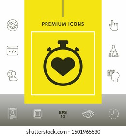 Stopwatch with heart symbol - icon. Heart Timer sign