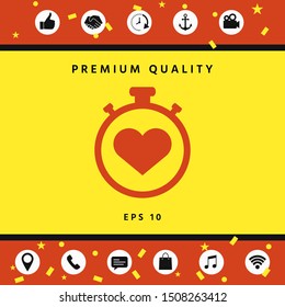 Stopwatch with heart symbol - icon. Heart Timer sign