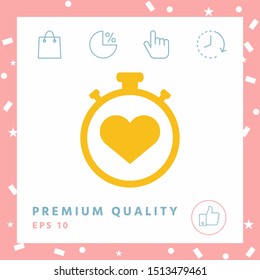 Stopwatch with heart symbol - icon. Heart Timer sign