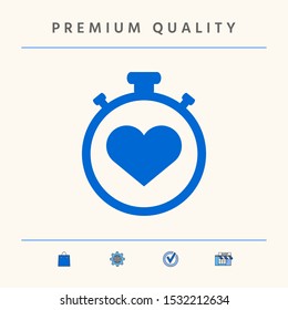 Stopwatch with heart symbol - icon. Heart Timer sign