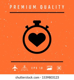 Stopwatch with heart symbol - icon. Heart Timer sign