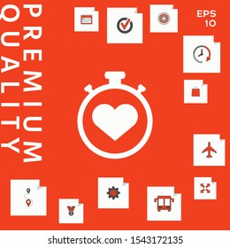 Stopwatch with heart symbol - icon. Heart Timer sign