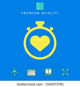 Stopwatch with heart symbol - icon. Heart Timer sign
