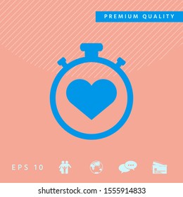 Stopwatch with heart symbol - icon. Heart Timer sign