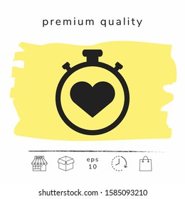 Stopwatch with heart symbol - icon. Heart Timer sign