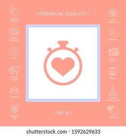 Stopwatch with heart symbol - icon. Heart Timer sign