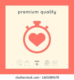 Stopwatch with heart symbol - icon. Heart Timer sign