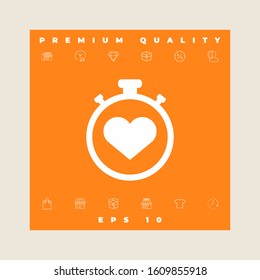 Stopwatch with heart symbol - icon. Heart Timer sign
