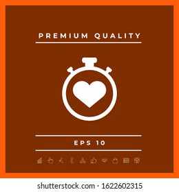 Stopwatch with heart symbol - icon. Heart Timer sign