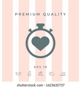 Stopwatch with heart symbol - icon. Heart Timer sign