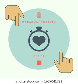 Stopwatch with heart symbol - icon. Heart Timer sign