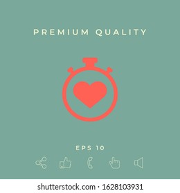 Stopwatch with heart symbol - icon. Heart Timer sign