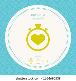 Stopwatch with heart symbol - icon. Heart Timer sign