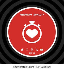 Stopwatch with heart symbol - icon. Heart Timer sign
