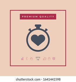 Stopwatch with heart symbol - icon. Heart Timer sign
