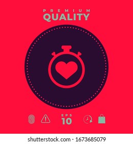 Stopwatch con el símbolo del corazón - icono. Signo del temporizador de corazón