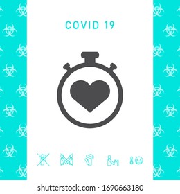 Stopwatch with heart symbol - icon. Heart Timer sign