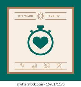 Stopwatch con el símbolo del corazón - icono. Signo del temporizador de corazón