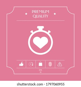 Stopwatch with heart symbol - icon. Heart Timer sign
