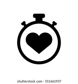Stopwatch with heart symbol - icon. Heart Timer sign