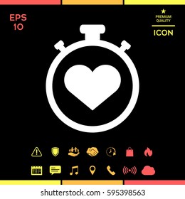Stopwatch with heart symbol - icon. Heart Timer sign