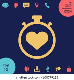Stopwatch with heart symbol - icon. Heart Timer sign