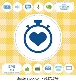 Stopwatch with heart symbol - icon. Heart Timer sign