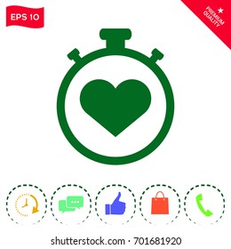 Stopwatch with heart symbol - icon. Heart Timer sign