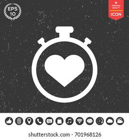 Stopwatch with heart symbol - icon. Heart Timer sign