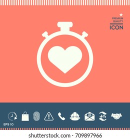 Stopwatch with heart symbol - icon. Heart Timer sign