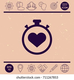 Stopwatch with heart symbol - icon. Heart Timer sign