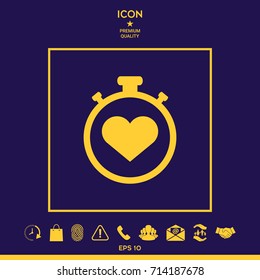 Stopwatch with heart symbol - icon. Heart Timer sign